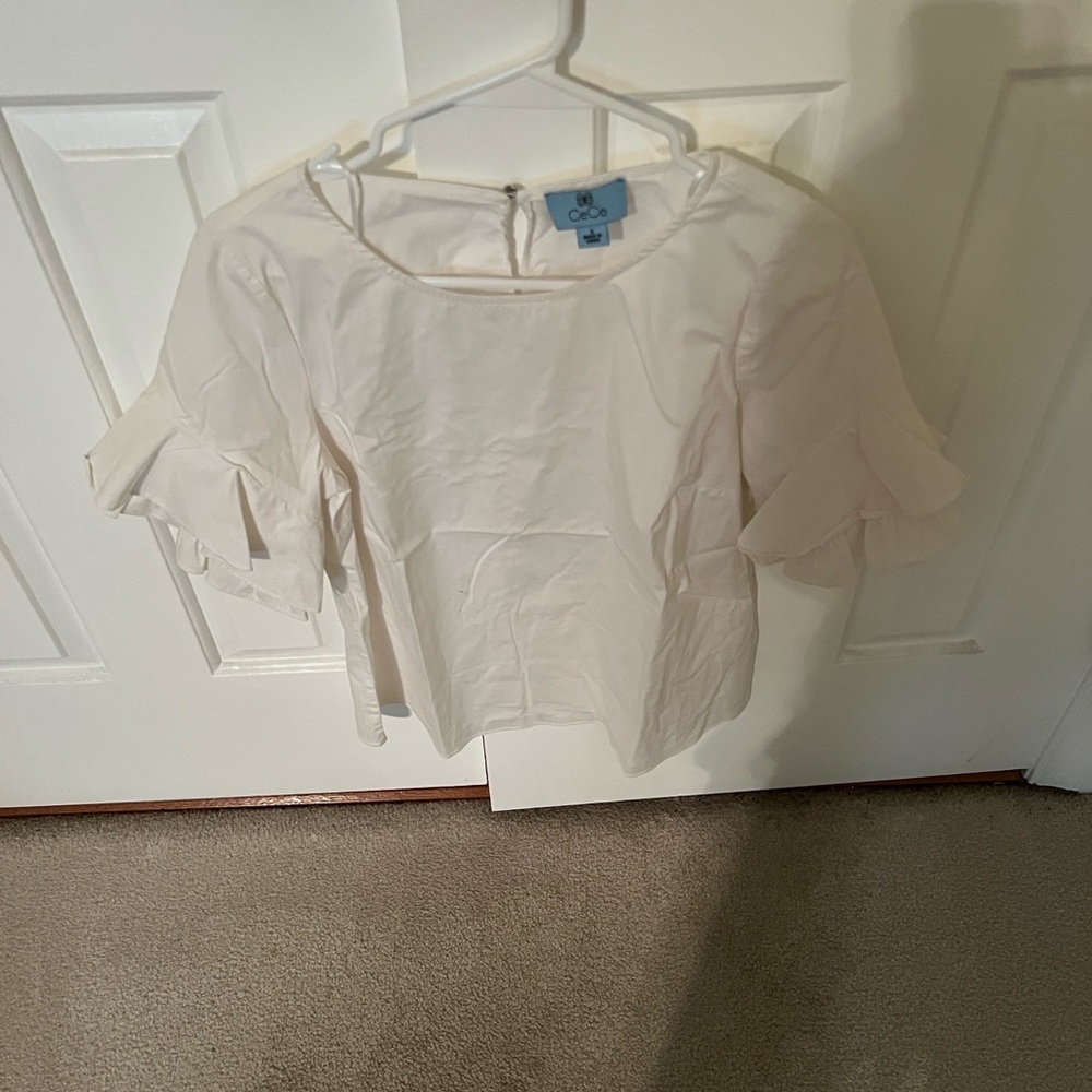 Chic Cream Ruffle Sleeve Blouse